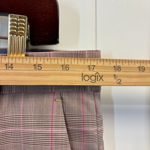 Brian Dales Mens Academia Hipster Plaid Tapered Trousers Size 34 X 34 Pink Italy - Picture 4 of 9